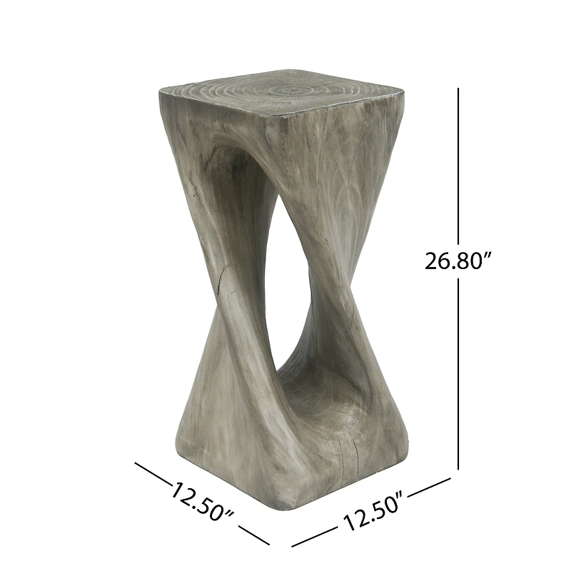 Noble House Grey MGO Accent Table,Wood Grain Texture 26.8" Tall Side Table,Grey