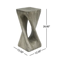 Noble House Grey MGO Accent Table,Wood Grain Texture 26.8" Tall Side Table,Grey