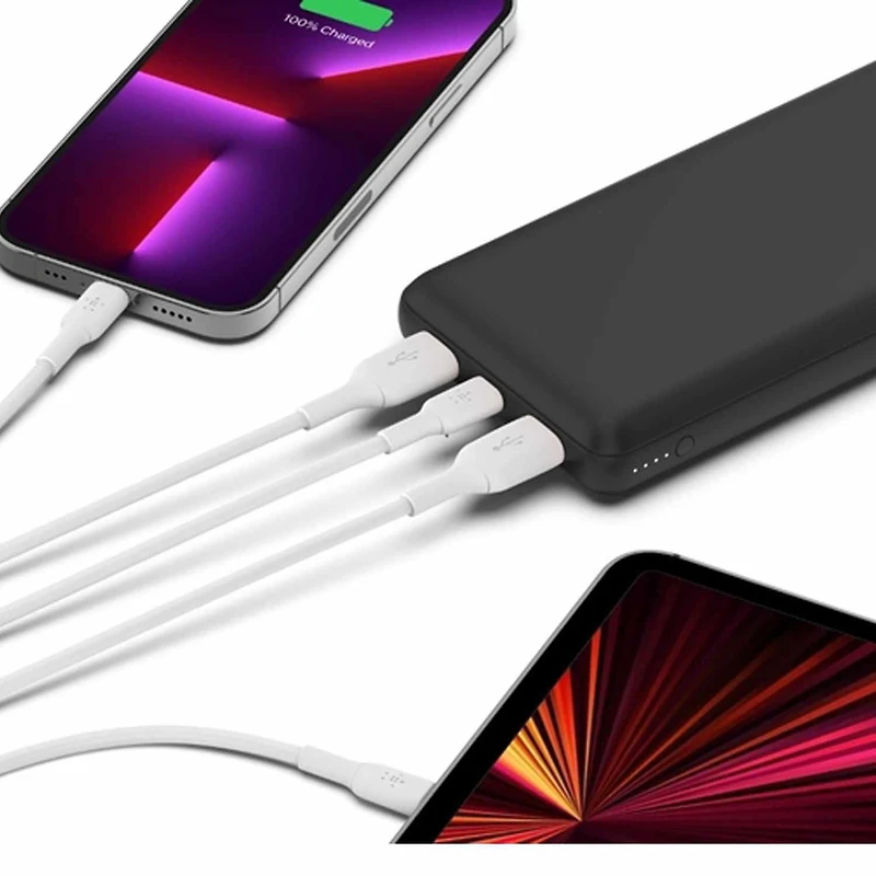 Belkin Chargeur portable USB-C, 20 000 mAh avec 1 port USB-C et 2 ports USB-A pour une charge jusqu’à 15W pour iPhone 14 Pro, 14 Pro Max, AirPods, iPad, Galaxy S23, S23+, Ultra - Noir