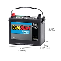 EverStart Marine 24MS-1000N – 12 Volts, Batterie de démarrage marine, groupe 24, 1 000 ADM