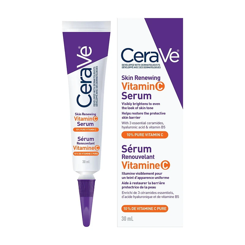 CeraVe Vitamin C Serum, 10% Pure Vitamin C Face Serum with Hyaluronic Acid and Ceramides for Brightening, 30mL