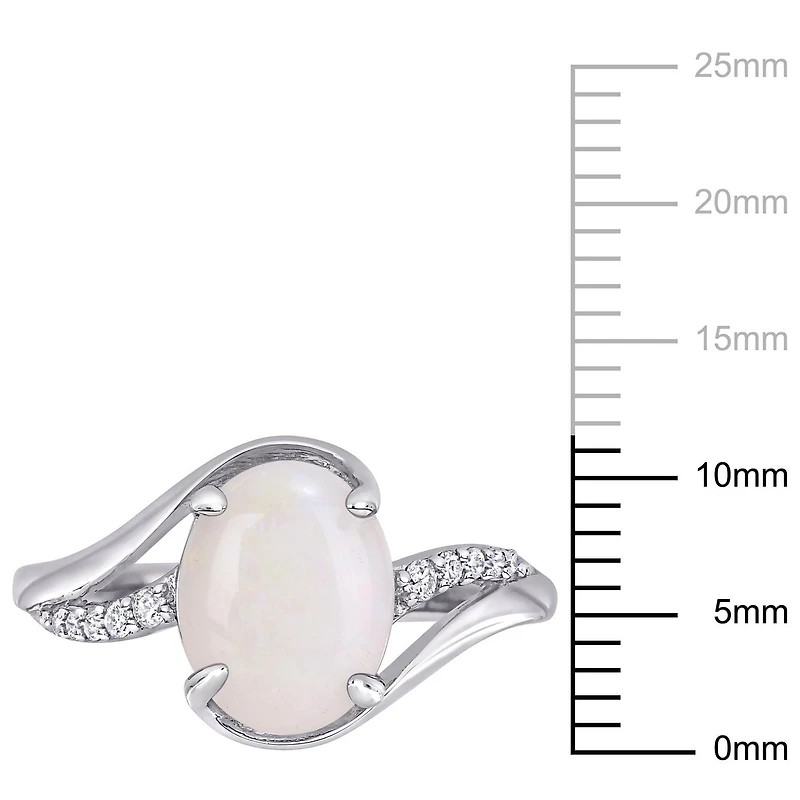 Miabella 1-5/8 Carat T.G.W. Opal and Diamond-Accent Sterling Silver Twist Ring
