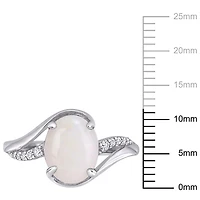 Miabella 1-5/8 Carat T.G.W. Opal and Diamond-Accent Sterling Silver Twist Ring