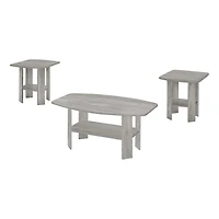Monarch Specialties Table Set, 3pcs Set, Coffee, End, Side, Accent, Living Room, Laminate, Grey, Transitional