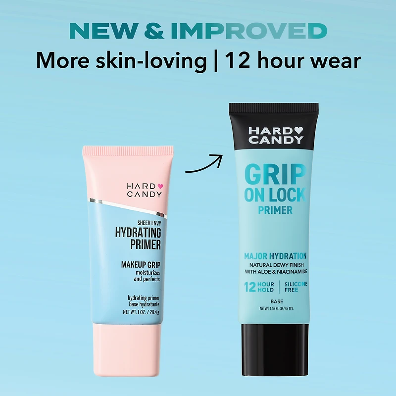 Hard Candy Grip On Lock Water-based 12-Hour Face Primer, Hydrating, Aloe Vera, Niacinamide