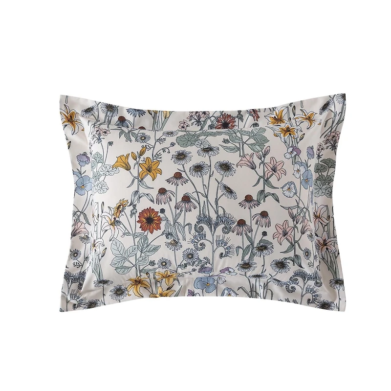 Mainstays All in One Reversible Comforter and Sheet Set, 7-Piece, Full, White Multi Floral