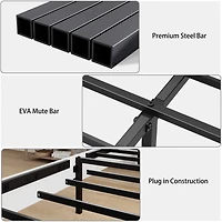 Noble House Queen Wood Platform Bed Frame,Barn Door Design Headboard & Footboard with Metal Slats Support,White