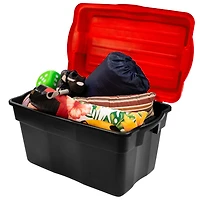 Gracious Living 132 Litre Hinge Top Tote Black with Red Lid