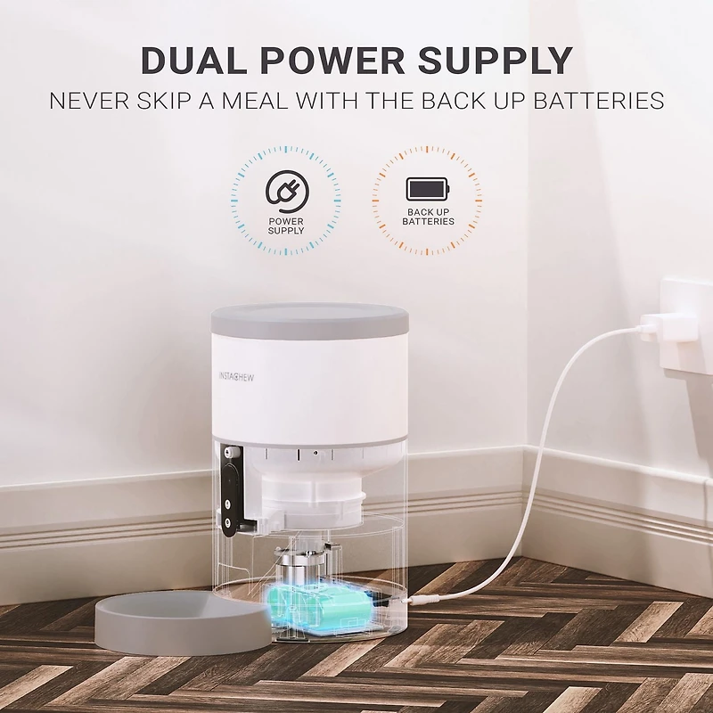Instachew Purechew Automatic Pet Feeder with HD Camera, Food Dispenser for Cats and Dogs, Programmable Treat Dispenser with Video Recording, 4L