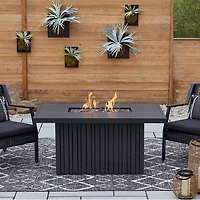 Calvin 52" Rectangle Metal Propane Fire Pit Table with Hidden Tank in Black Coral