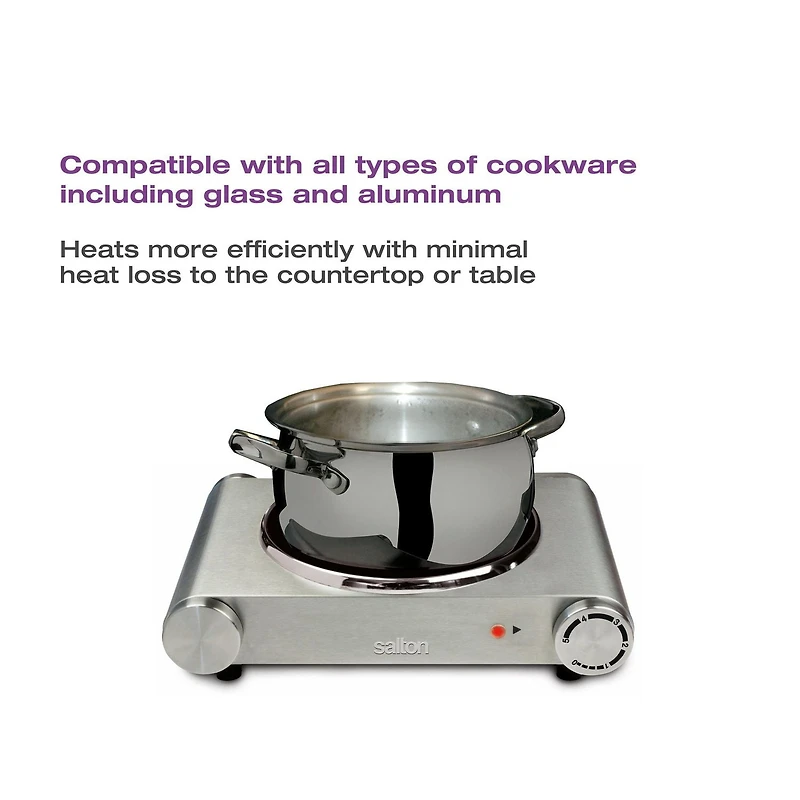 Salton Acier Inoxydable Cuisinière Portable Infrarouge, 1200W, HP1502