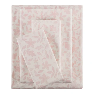 Parure de lit 4 pièces Mainstays en mélange de coton 300 nombre de fils à motif floral et CVC, pour lit double (adulte)