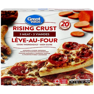 Pizza lève-au-four 3 viandes Great Value 685g