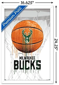 NBA Milwaukee Bucks - Drip Ball 20 Wall Poster, 22.375" x 34" Framed