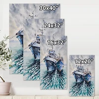 Designart Two Fishing Boats Before A Storm Anchored Canvas Wall Art