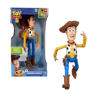 Disney and Pixar Toy Story 5 Running Woody 12 Inch Figure, Action Move, 50+ Sounds French & English