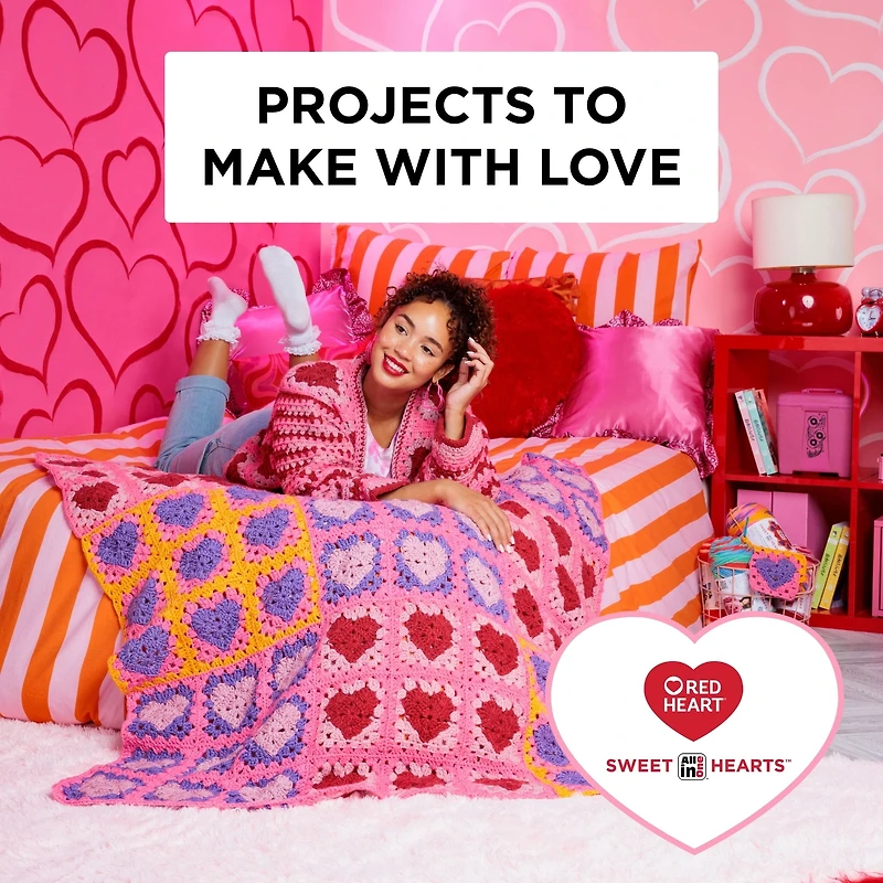 Red Heart® AIO Sweet Hearts™ n° 4 Worsted (Moyen) Acrylique, Candy Heart 250 g / 440 m