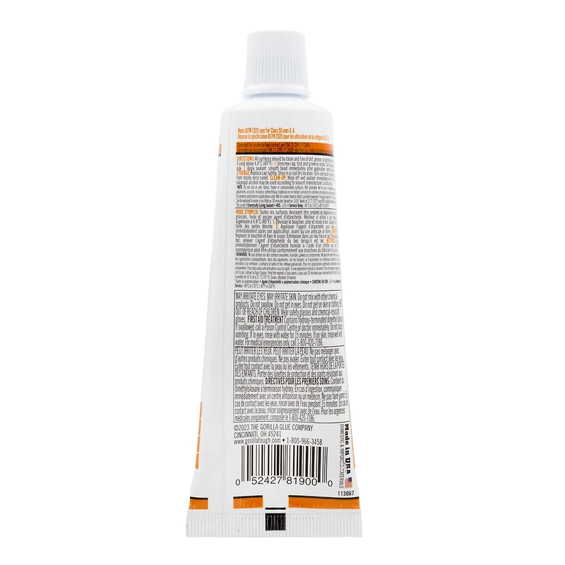 Gorilla 100% Silicone Sealant 82ml, White