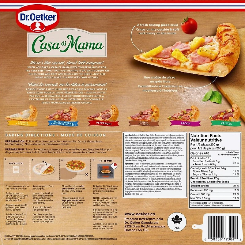 Dr. Oetker Casa Di Mama Hawaïenne Pizza 400g