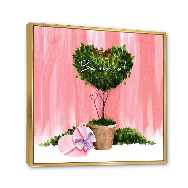 Designart Plante d'intérieur de la Saint-Valentin en forme de coeur ART MURAL À CADRE FLOTTÉ