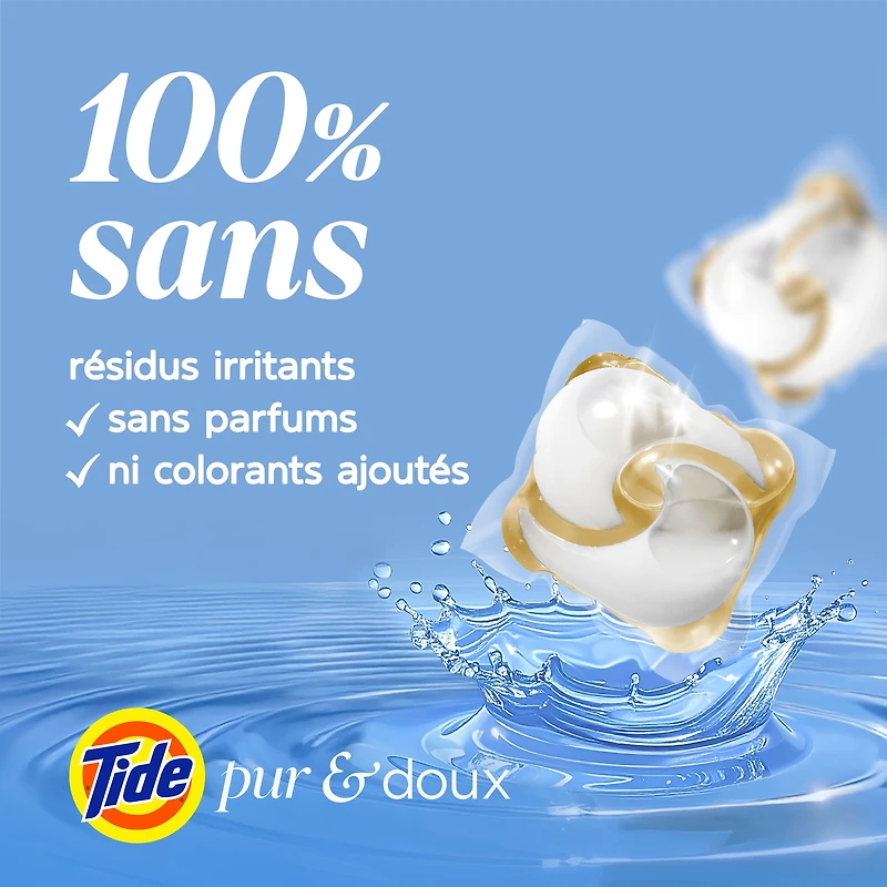 Tide Capsules Pur & Doux Détergent à Lessive Pacs de Savon, Tide Capsules Détergent à Lessive, Pacs de Détergent à Lessive, Détergent à Lessive en Capsules, 76 Unités