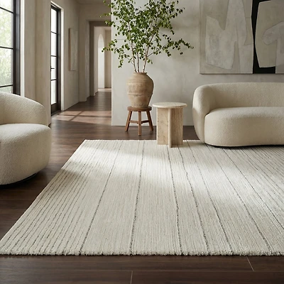 Tapis d'interieur abstrait Rug Branch Casa, beige creme, moderne - Salon, chambre, salle a manger et cuisine