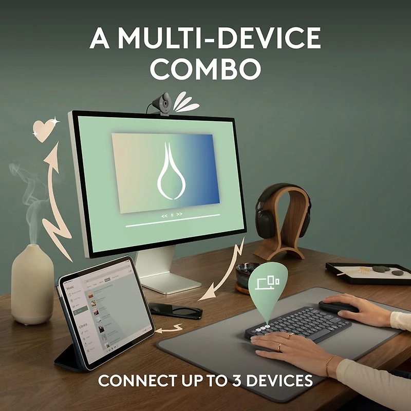 Logitech Pebble 2 Combo, clavier et souris sans fil, discrets et portables, personnalisables - Blanc