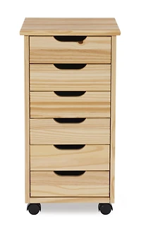 Craydon Six-Drawer Rolling Storage Cart, Natural