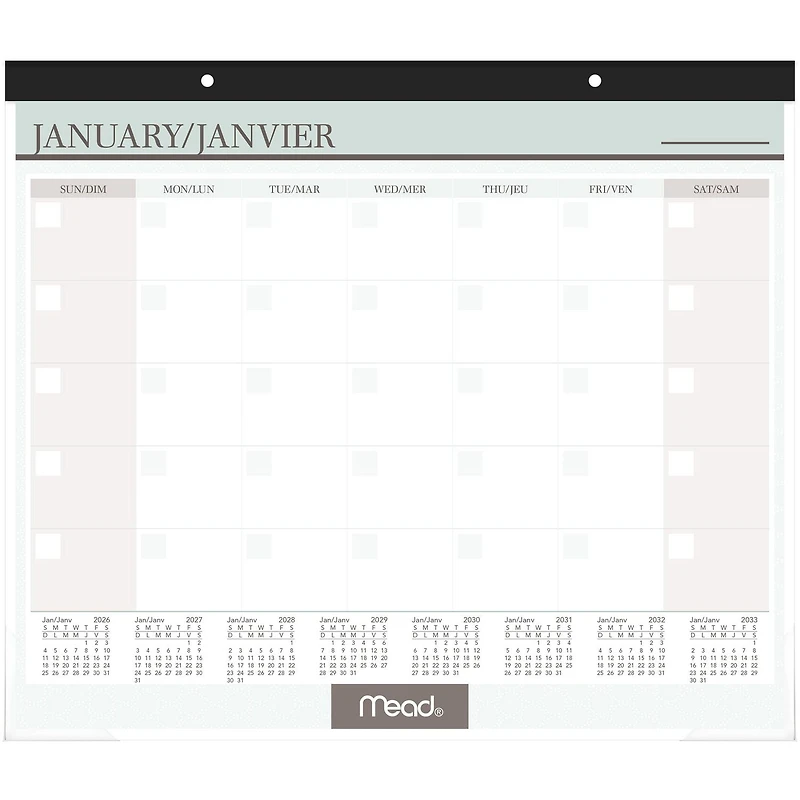 2027 Mead® Undated Monthly Desk Calendar, 19-3/4” x 17”
