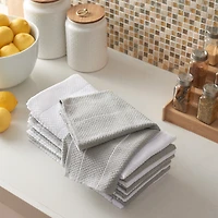 Mainstays Dobby Rice Weave Torchons de cuisine, 15"x25 », lot de 10, Argent doux