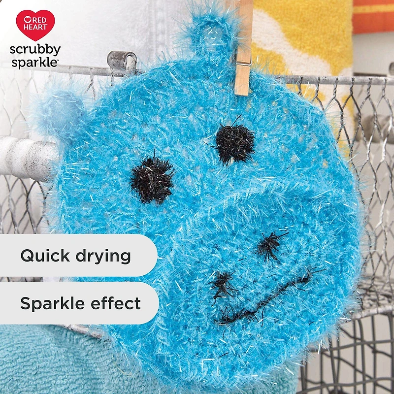Red Heart® Scrubby Sparkle™ Fil de polyester peigné n° 4 (moyen), raisin, 3 oz/85 g, 174 yards