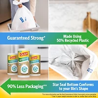 Sacs à ordures blancs Glad ‒ Sacs longs de 45 litres, faits à 50 % de plastique recyclé, rouleau de 28 sacs