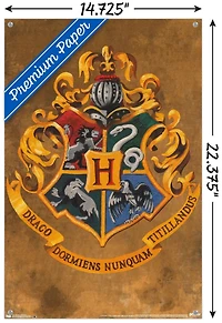 The Wizarding World: Harry Potter - Hogwarts Crest Wall Poster, 22.375" x 34" Framed