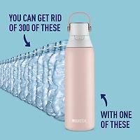 Bouteille isolante en acier inoxydable Brita avec filtre, paille, anneau de transport et capuchon antifuites. Sans BPA, idéale pour le sport, les voyages ou la randonnée. Capacité de 768 mL, cadeau pa