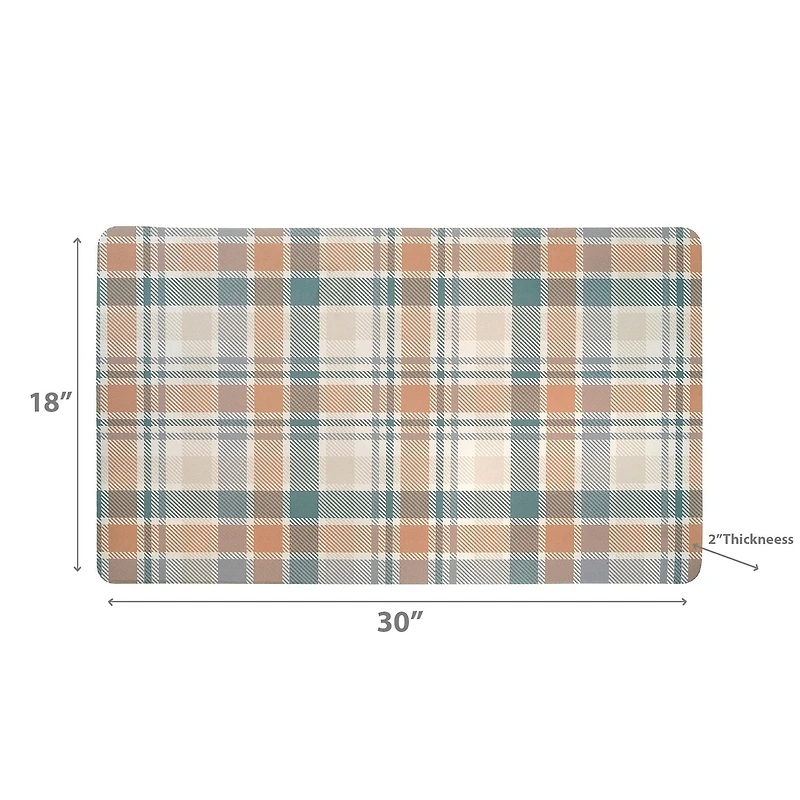 Memory Foam Floor Mat Peachy Cream Plaid