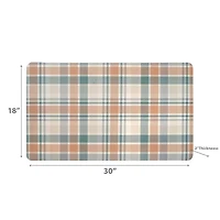 Memory Foam Floor Mat Peachy Cream Plaid