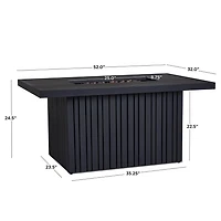 Calvin 52" Rectangle Metal Propane Fire Pit Table with Hidden Tank in Black Coral