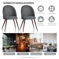 Homy Casa Set of 2 Armless Dining Chairs with Curved Upholstered Back, Grey Fabric