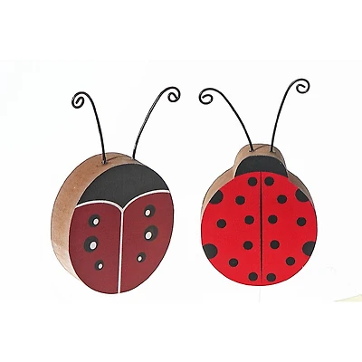 IH Casa Decor Wooden Ladybug Figurine Asstd - Set of 2