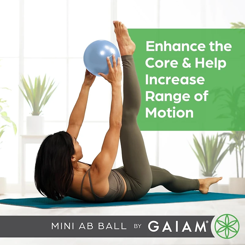 Balle Ab Mini Gaiam 8” (Bleu Ciel Transparent), Tous Niveaux de Fitness