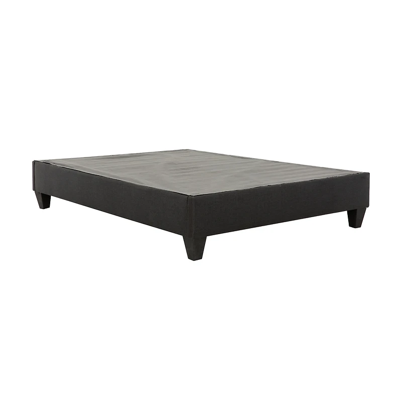 PRIMO Carter Upholstered Platform Bed Frame – Twin Size, Dark Grey Linen Look Fabric, No Box Spring Required, Durable Wood Slats – Bedroom Foundation