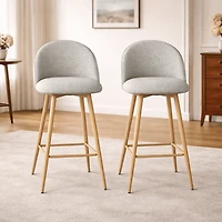 Homy Casa Set of 2 Modern Bar Stool with Fabric Upholstery - 26 in. Seat Height Adjustable Seat for Kitchen Island