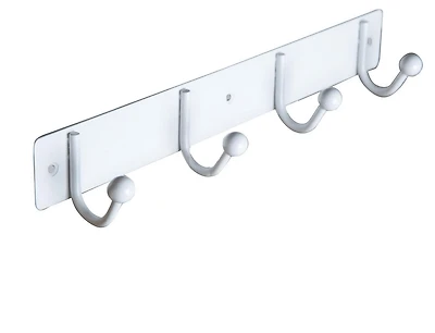 Era Barre 4 crochets Métal Fixation Murale Blanc; Organisateur chapeaux, vêtements et peignoirs