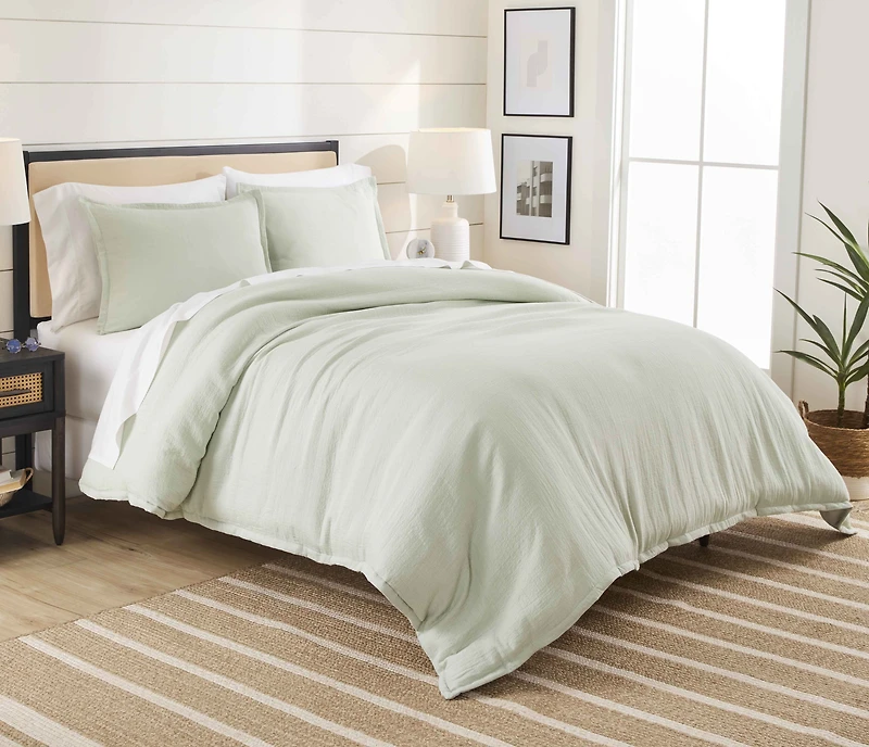Better Homes & Gardens 3-Piece Soft Sea Crinkled Gauze Duvet Set, Adult Double/Queen