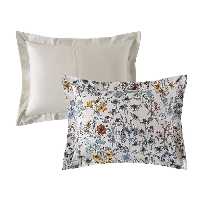 Mainstays All in One Reversible Comforter and Sheet Set, 7-Piece, Full, White Multi Floral