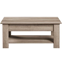 Fullfurnique Lift Top Coffee Table with Large Hidden Compartment and Storage Open Shelf, Gray