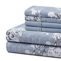 Ensemble de literie Marina Décoration ultra douce et soyeuse, imprimée, en rayonne de bambou, toutes saisons, avec taies d'oreiller, motif floral romantique délavé à l'encre