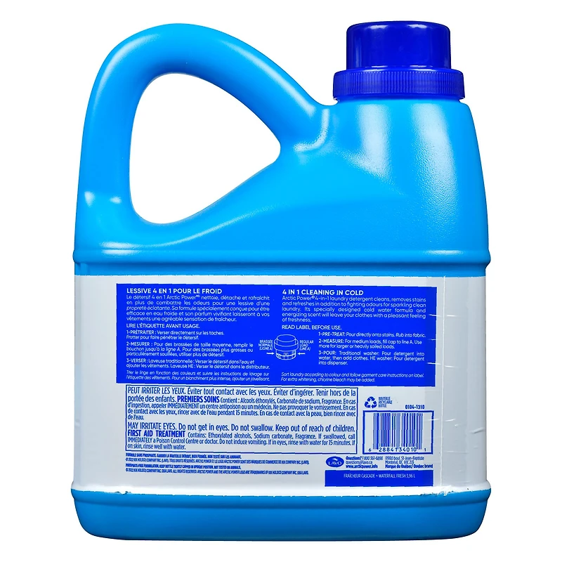 Arctic Power Waterfall Fresh Liquid Laundry Detergent, 3.96 Litres, 100 Wash Loads