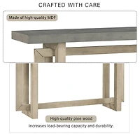 Noble House 59.1" Painted Entryway Table,Pine Veneer Triple Rectangle Design Console with Thick Pine Legs,Extra Long,Gray