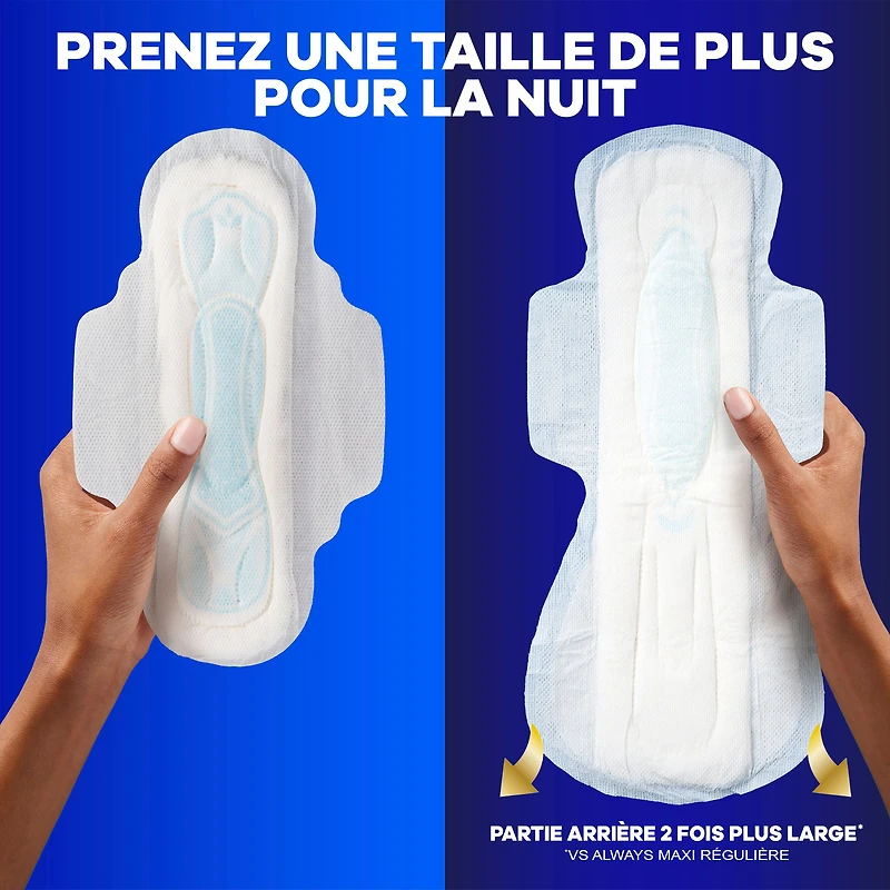 Always Maxi Overnight Pads with Wings for Women, Size 5, Extra Heavy Overnight Absorbency, Unscented
